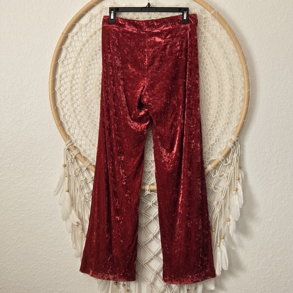 Staud Red Crush Velvet Flare Leg Pull-On Pants Size S - Picture 3 of 10